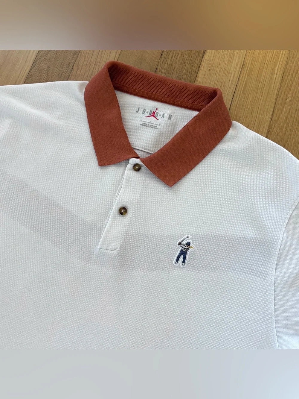 Jordan Eastside Golf Pique Polo Shirt Mens L White Clay Orange Jumpman Club Nike